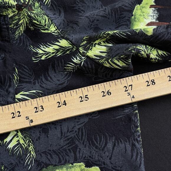 Puritan Mens Tropical Hawaiian Shirt XXL Button Up Rayon Palm Tree Black Green - Picture 9 of 11